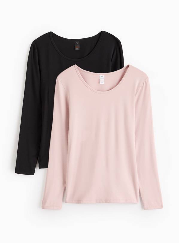 Blush Pink & Black Thermal Vest Long Sleeve Tops 2 Pack XL